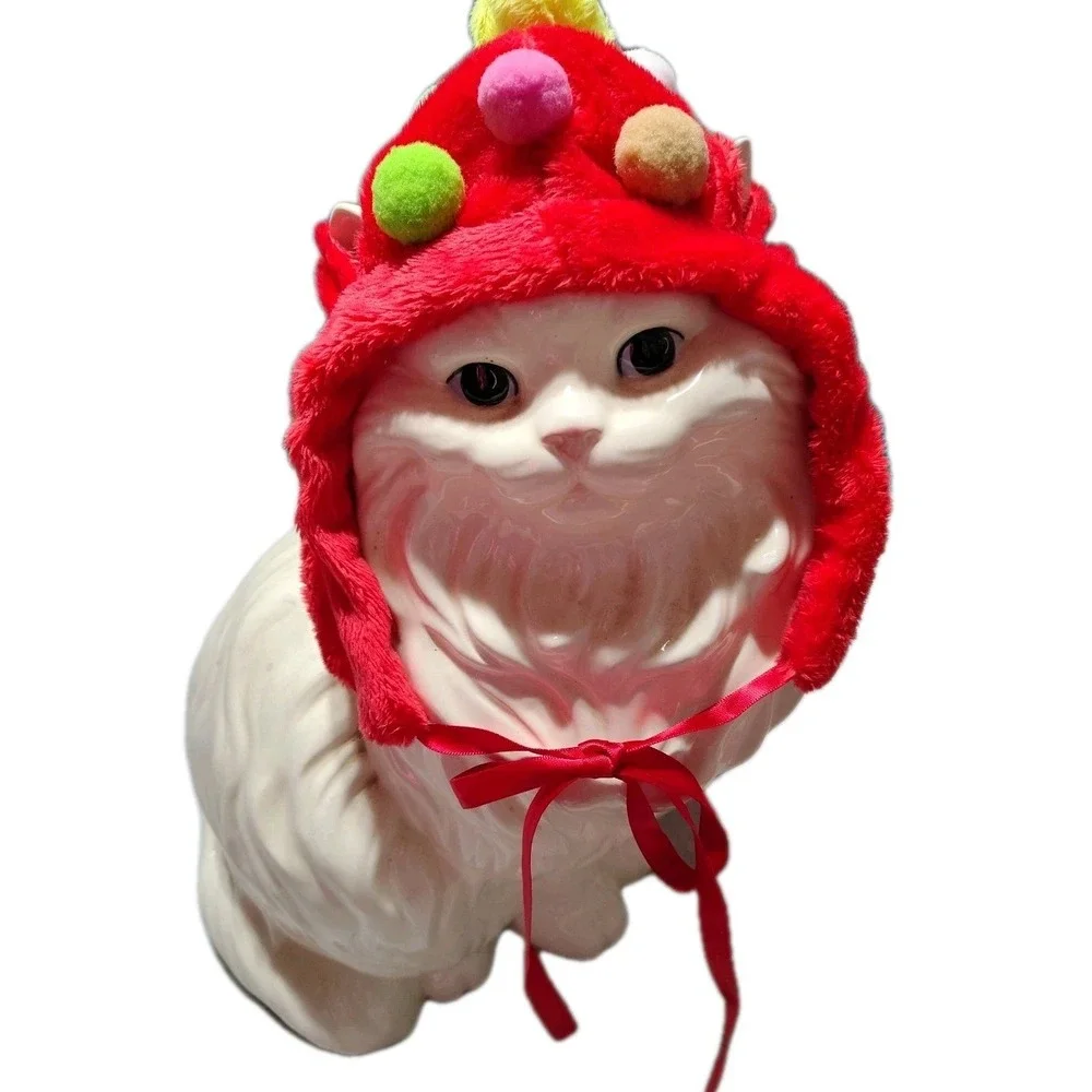 Kuoser Dog Costume‎ L Red Christmas Shawl And Hat Holiday Fun Soft Comfort